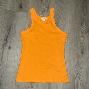 H&M Orange Ribbed Tank Top Size M NWT | Cotton Stretch Sleeveless Fitted Basic
